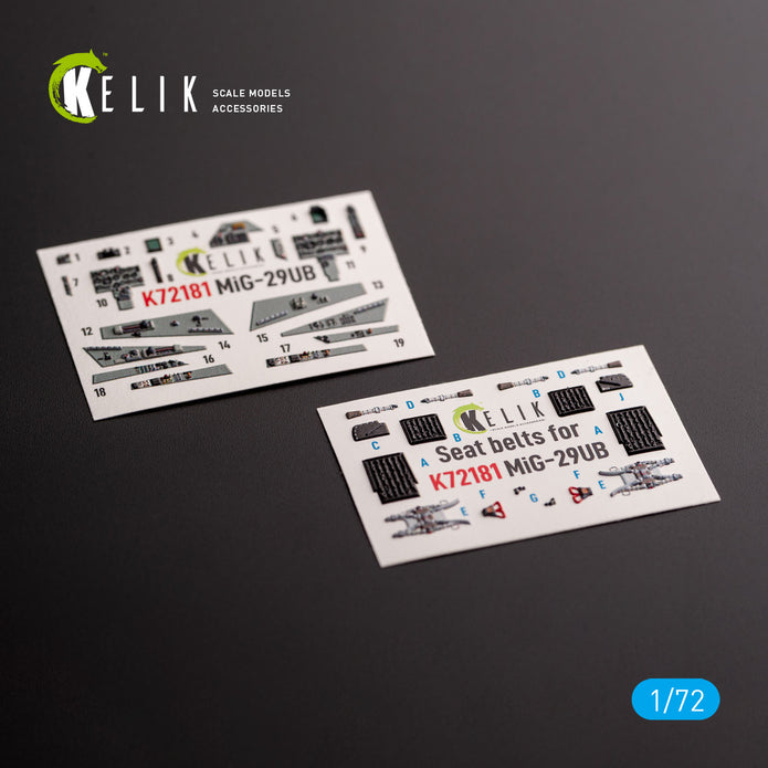 MiG-29UB. Interior 3D Decals (for IBG Models Aircraft model kit) Scale 1:72 KeliK K72181