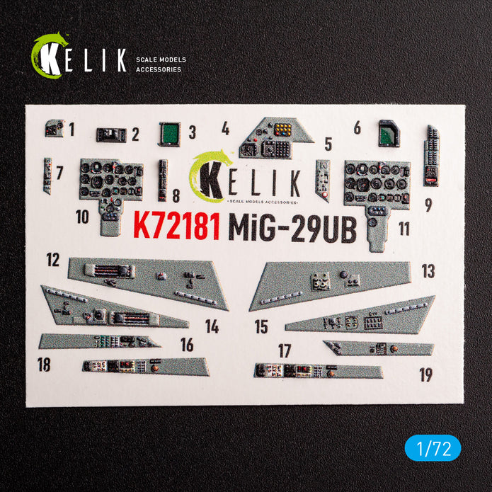 MiG-29UB. Interior 3D Decals (for IBG Models Aircraft model kit) Scale 1:72 KeliK K72181