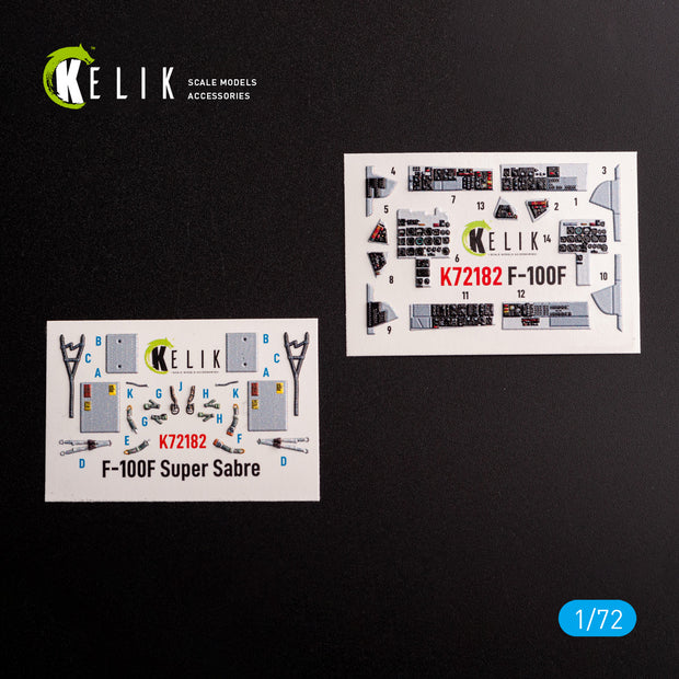 F-100F. Interior 3D Decals (for Trumpeter Aircraft model kit) Scale 1:72 KeliK K72182