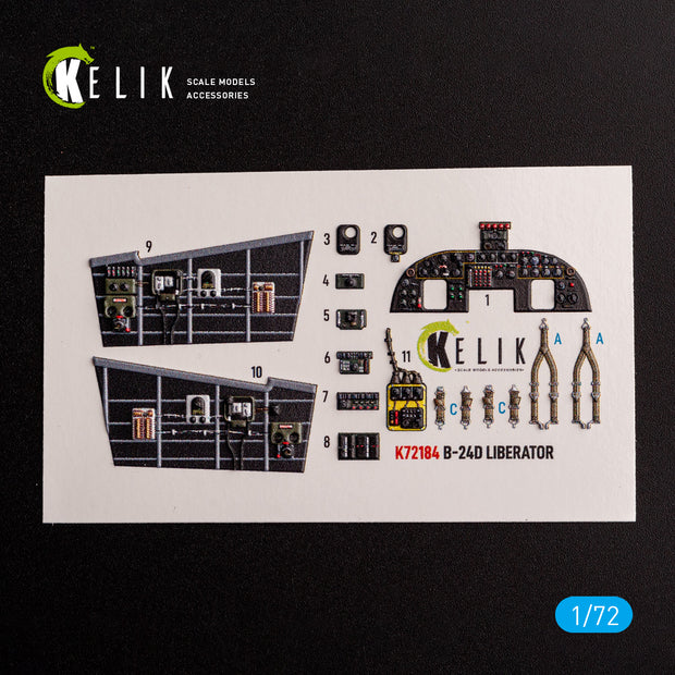 B-24D Liberator. Interior 3D Decals (for Hasegawa Aircraft model kit) Scale 1:72 KeliK K72184