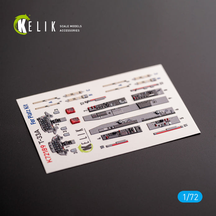 T-33A Shooting Star. Interior 3D Decals (for Platz Aircraft model kit) Scale 1:72 KeliK K72189