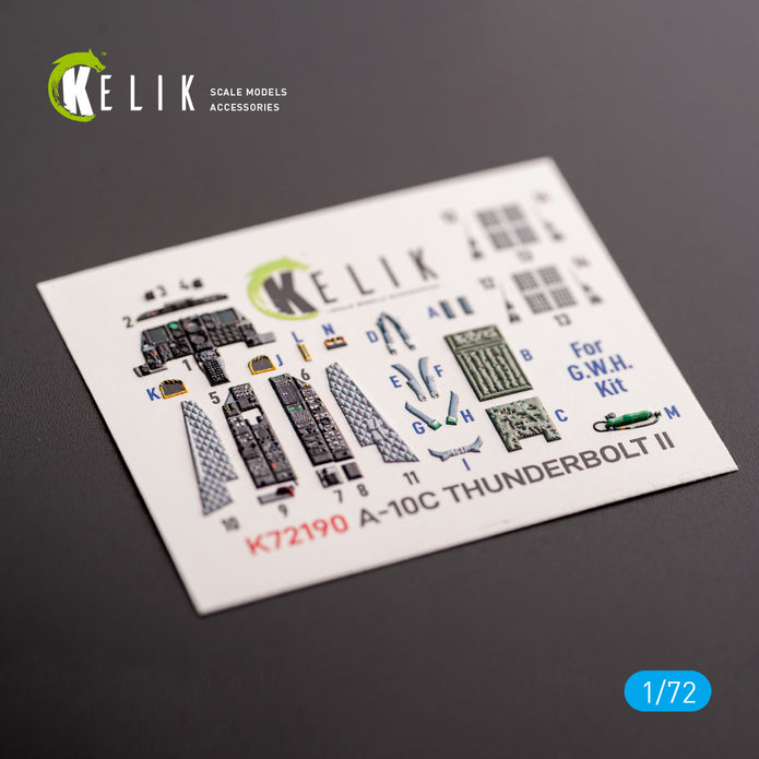 A-10C Thunderbolt II. Interior 3D Decals (for Great Wall Hobby (GWH) Aircraft model kit) Scale 1:72 KeliK K72190