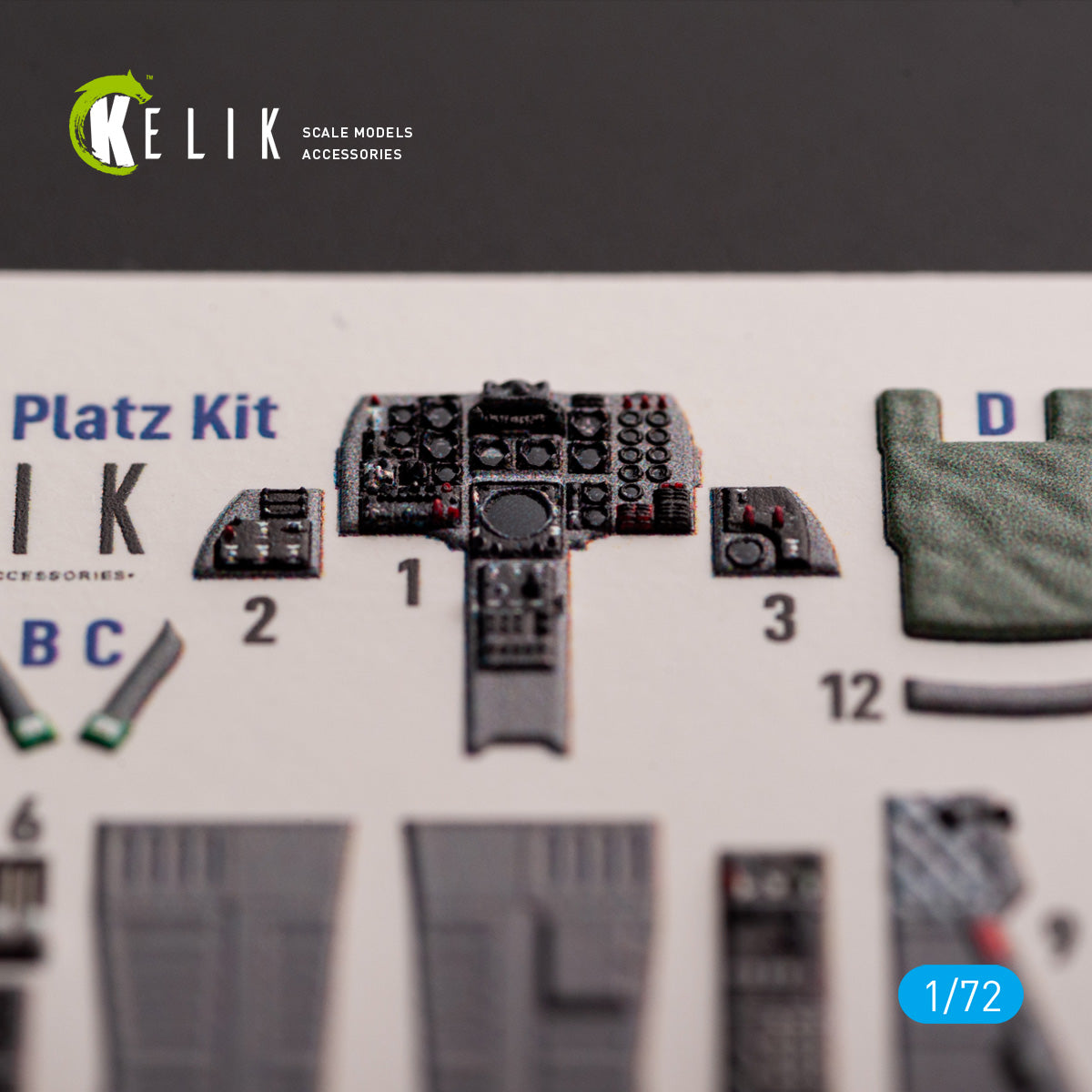 F-1 Support Fighter. Interior 3D Decals (for Platz Aircraft model kit) Scale 1:72 KeliK K72191