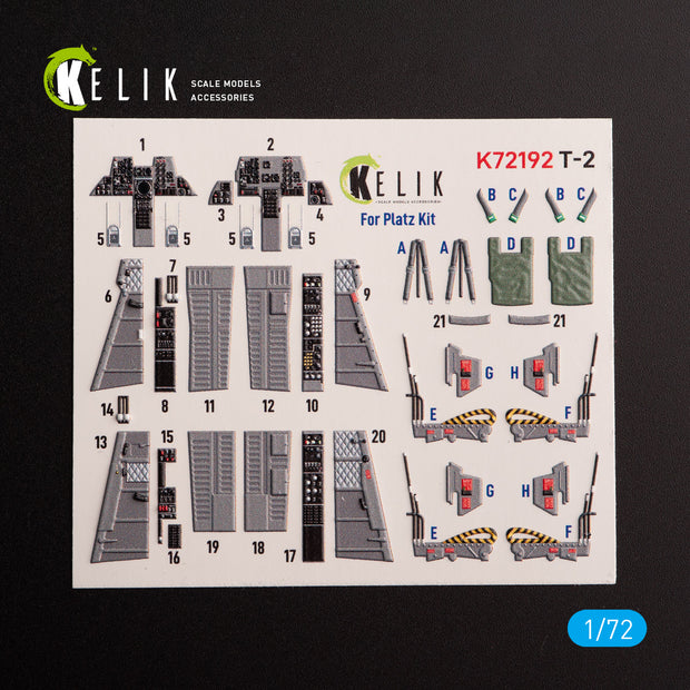 T-2 Advanced Trainer. Interior 3D Decals (for Platz Aircraft model kit) Scale 1:72 KeliK K72192