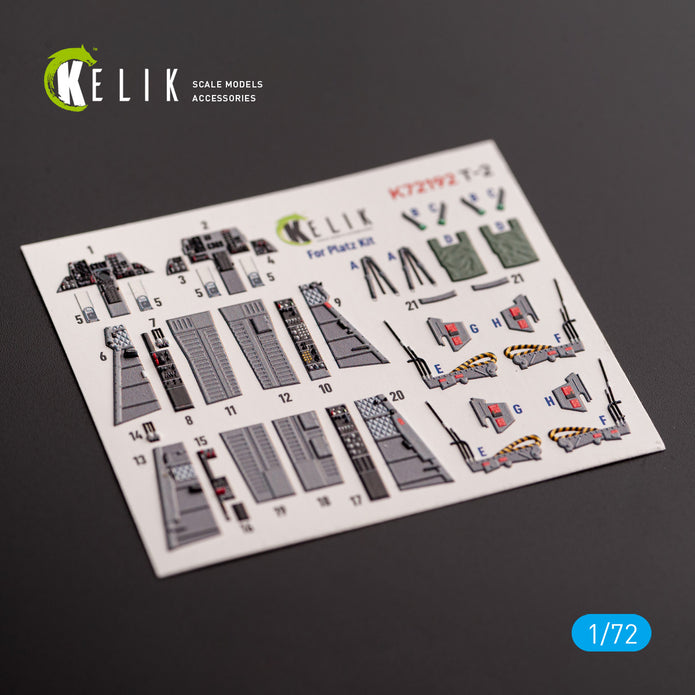 T-2 Advanced Trainer. Interior 3D Decals (for Platz Aircraft model kit) Scale 1:72 KeliK K72192