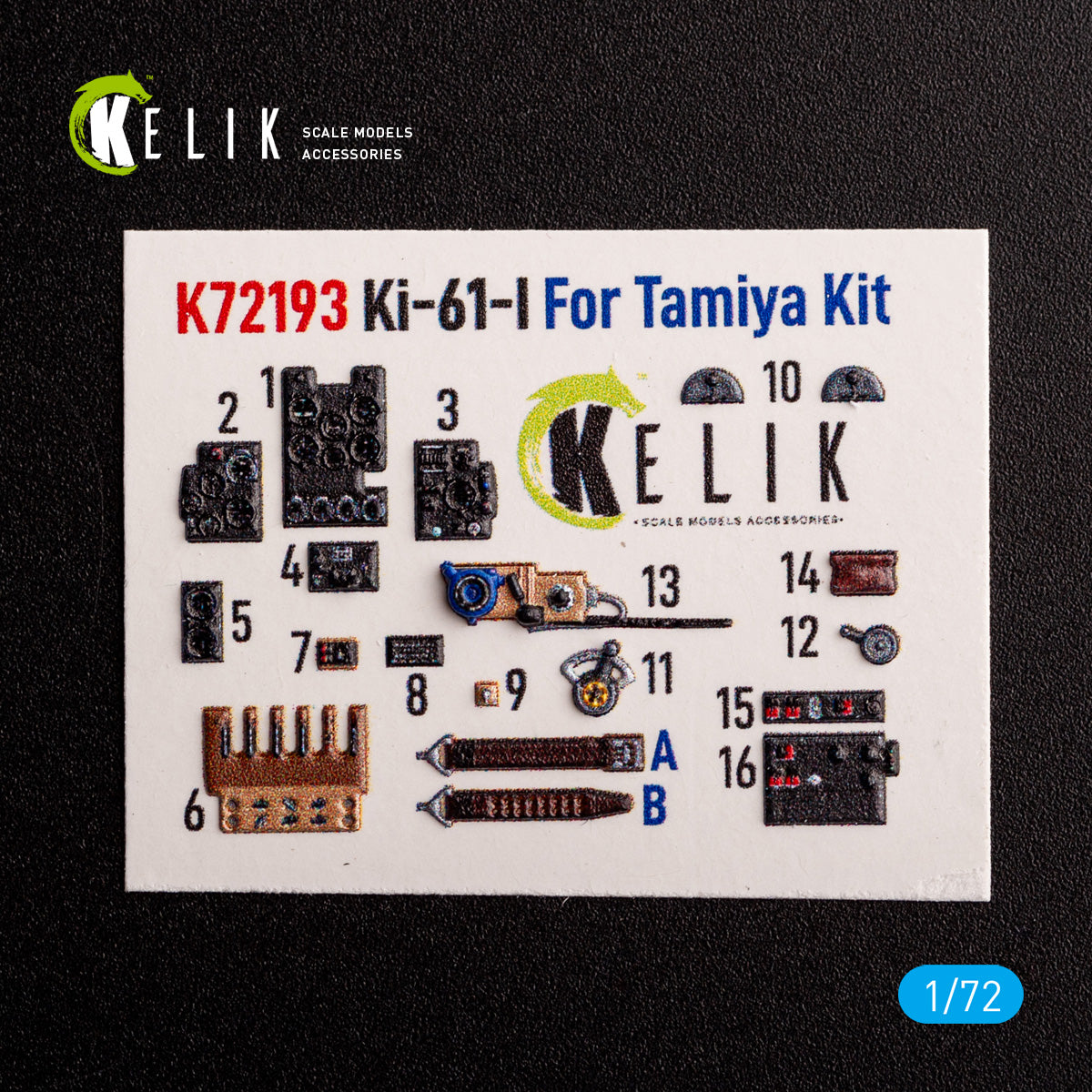 Kawasaki KI-61. Interior 3D Decals (for Tamiya Aircraft model kit) Scale 1:72 KeliK K72193