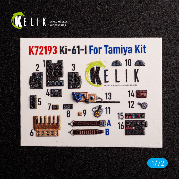 Kawasaki KI-61. Interior 3D Decals (for Tamiya Aircraft model kit) Scale 1:72 KeliK K72193