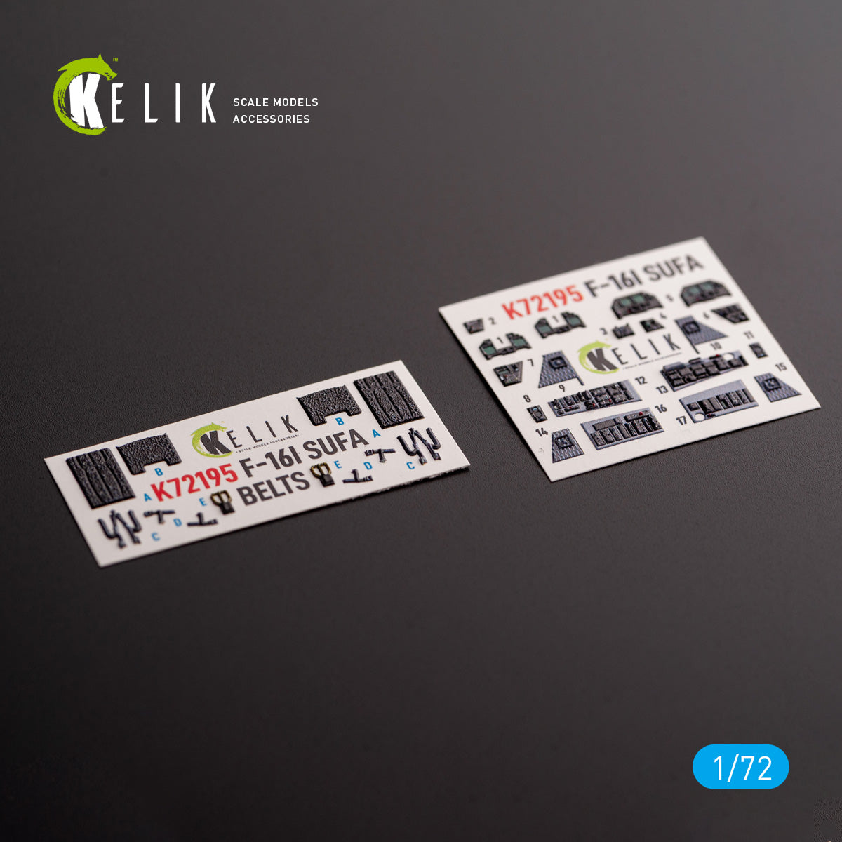 F-16I. Interior 3D Decals (for Hasegawa Aircraft model kit) Scale 1:72 KeliK K72195