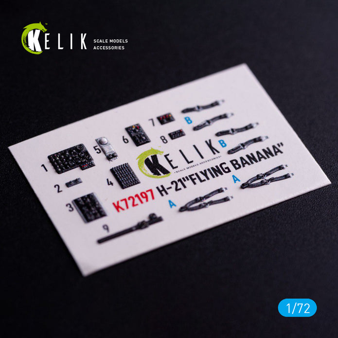 H-21 "Flying Banana". Interior 3D Decals (for Italeri Helicopter model kit) Scale 1:72 KeliK K72197