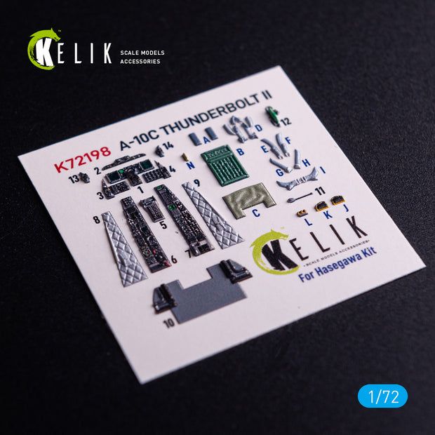 Fairchild Republic A-10C Thunderbolt II. Interior 3D Decals (for Hasegawa Aircraft model kit) Scale 1:72 KeliK K72198