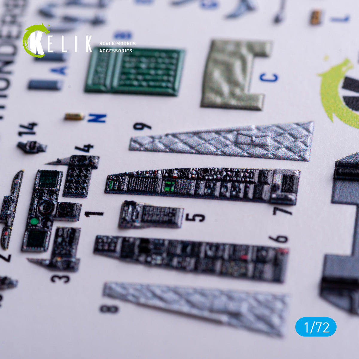 Fairchild Republic A-10C Thunderbolt II. Interior 3D Decals (for Hasegawa Aircraft model kit) Scale 1:72 KeliK K72198