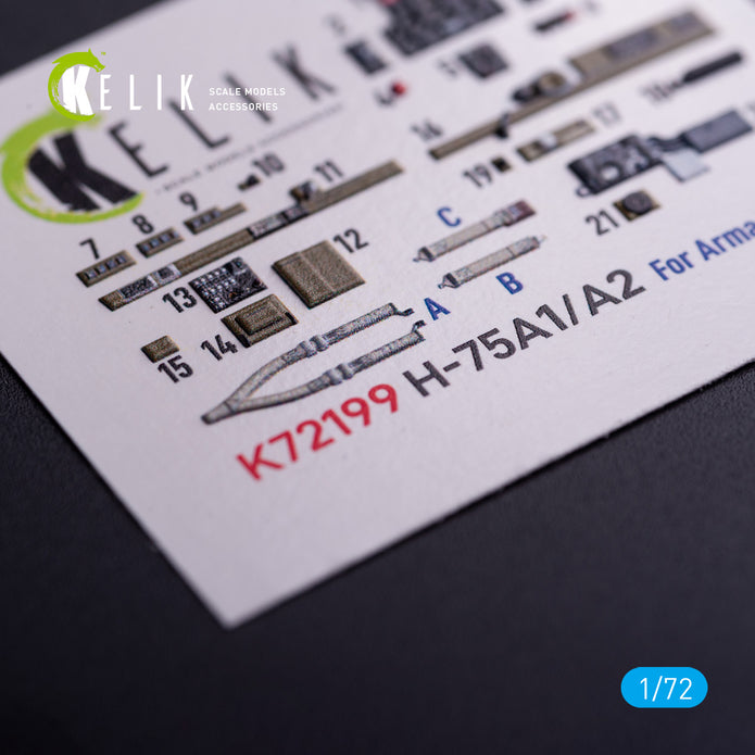 Curtiss H-75A1/AR. Interior 3D Decals (for Arma Hobby Aircraft model kit) Scale 1:72 KeliK K72199