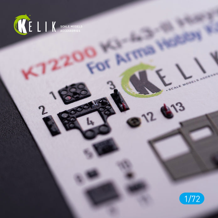 Nakajima Ki-43-II Hayabusa. Interior 3D Decals (for Arma Hobby Aircraft model kit) Scale 1:72 KeliK K72200