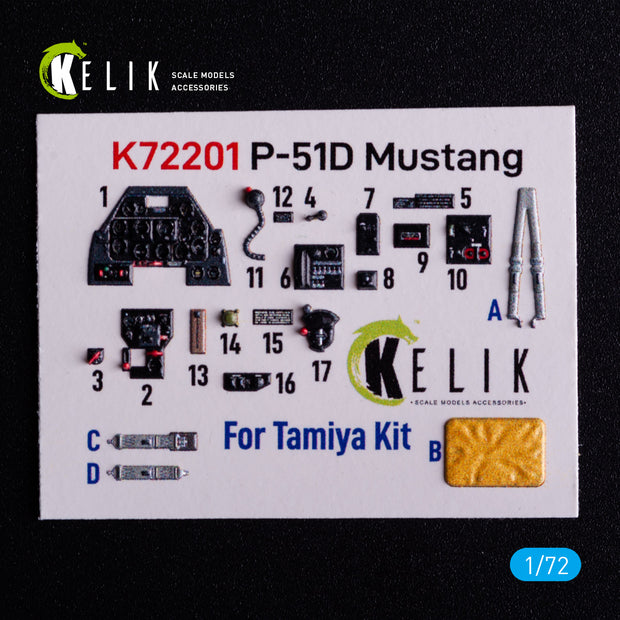 North American P-51D Mustang. Interior 3D Decals (for Tamiya Aircraft model kit) Scale 1:72 KeliK K72201