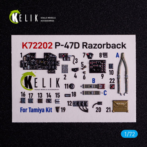 Republic P-47D Thunderbolt. Interior 3D Decals (for Tamiya Aircraft model kit) Scale 1:72 KeliK K72202