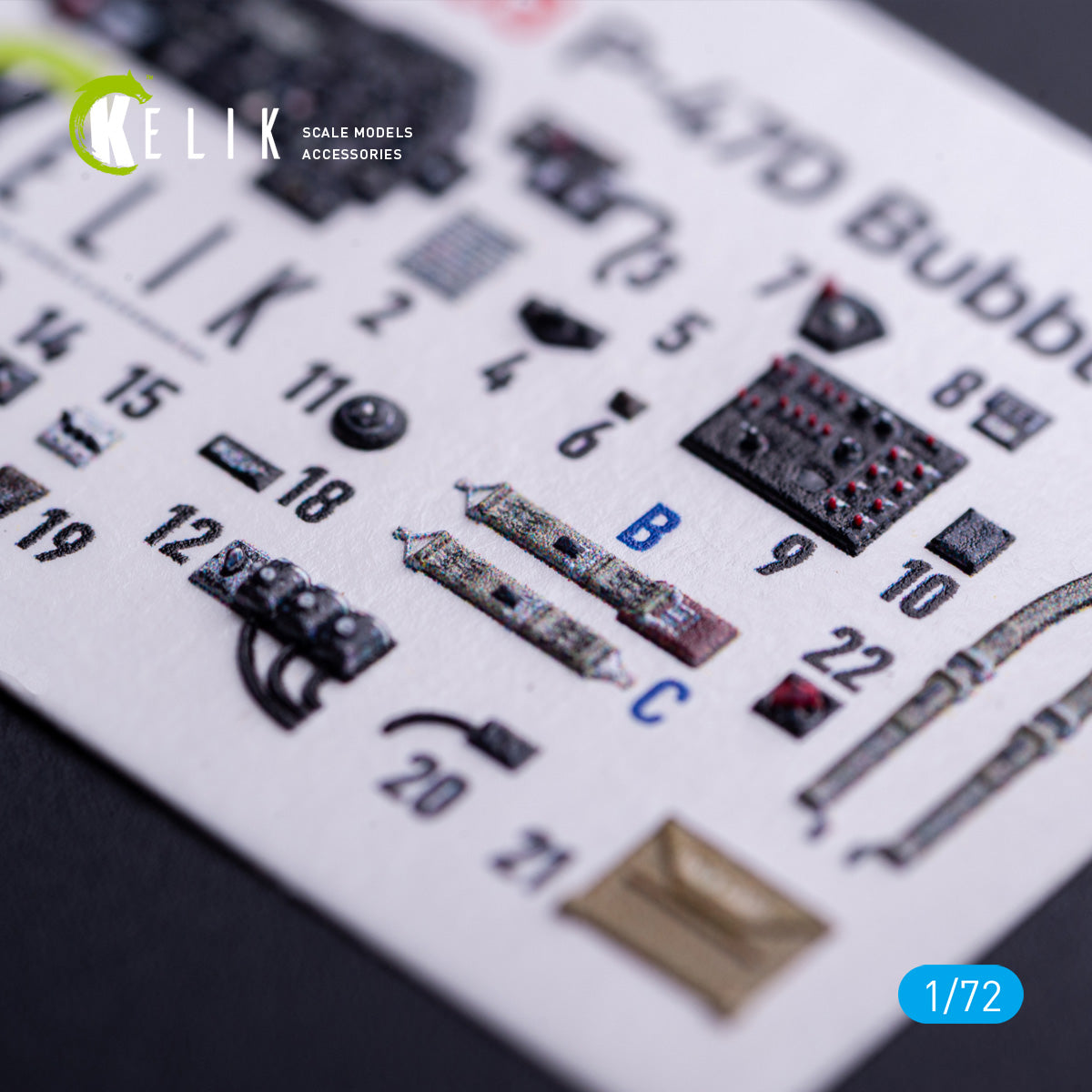 Republic P-47D Thunderbolt. Interior 3D Decals (for Tamiya Aircraft model kit) Scale 1:72 KeliK K72203