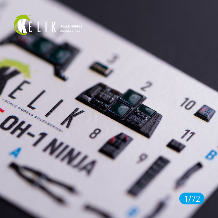 Kawasaki OH-1 Ninja. Interior 3D Decals (for Aoshima Helicopter model kit) Scale 1:72 KeliK K72205