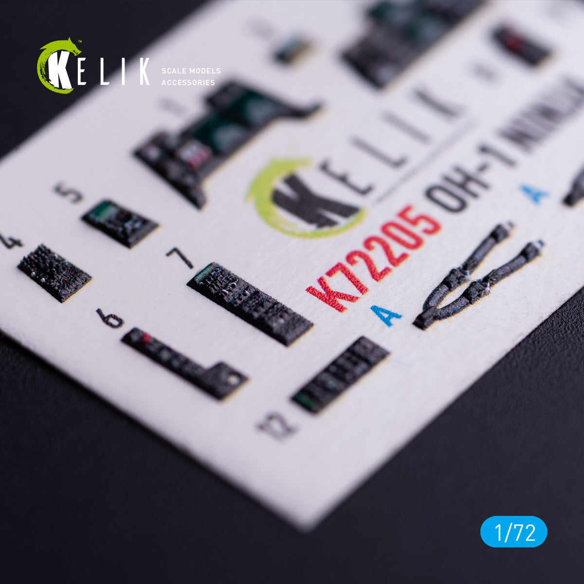 Kawasaki OH-1 Ninja. Interior 3D Decals (for Aoshima Helicopter model kit) Scale 1:72 KeliK K72205