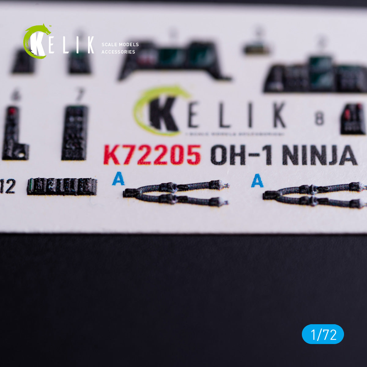 Kawasaki OH-1 Ninja. Interior 3D Decals (for Aoshima Helicopter model kit) Scale 1:72 KeliK K72205