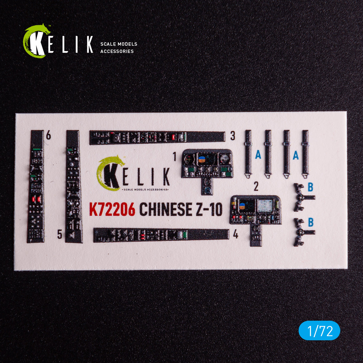 Z-10 Chinese. Interior 3D Decals (for HobbyBoss Helicopter model kit) Scale 1:72 KeliK K72206