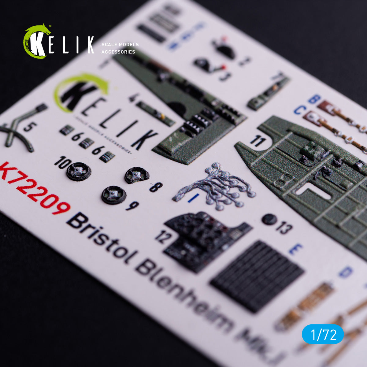 Bristol Bleninheim Mk.1. Interior 3D Decals (for Airfix Aircraft model kit) Scale 1:72 KeliK K72209