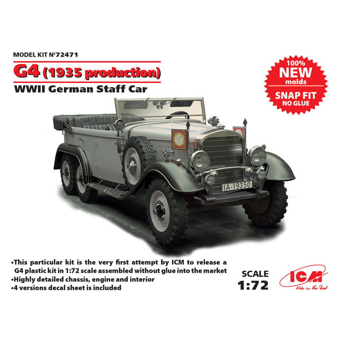 ICM 72471 Plastic model car kit Scale 1:72 G4 1935 production, WWII German Staff