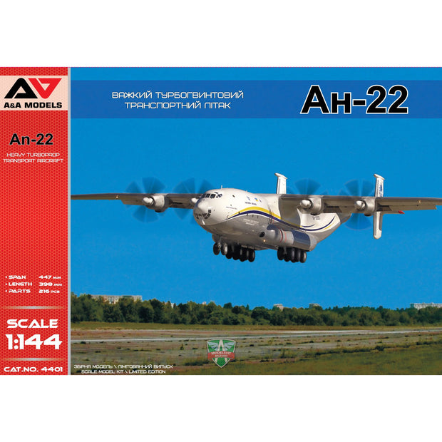 Antonov An-22 "Antei" Heavy Turboprop Cargo Model Aircraft Kit Scale 1:144 A&A Models AAM4401