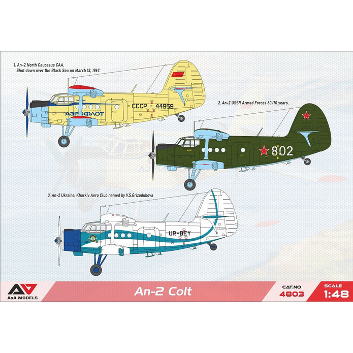 Antonov An-2 Colt Biplane Light Multi Purpose Model Kit Aircraft Scale 1:48 A&A Models AAM4803
