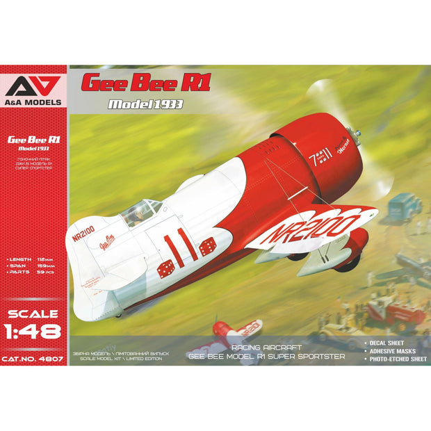 Gee Bee R1 Model 1933 Plastic Model Aicraft kit Scale 1:48 A&A Models AAM4807