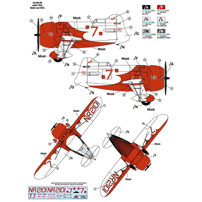 Gee Bee R1 Model 1933 Plastic Model Aicraft kit Scale 1:48 A&A Models AAM4807