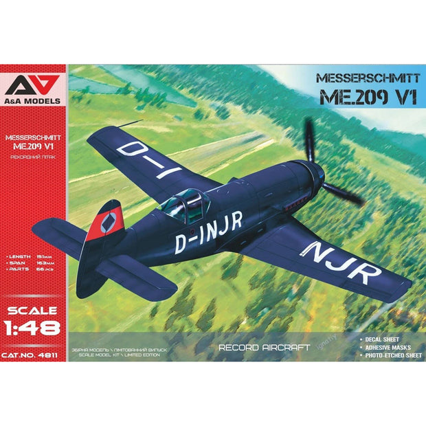 Messerschmitt Me,209V1 Speed record prototype Model Kit Aircraft Scale 1:48 A&A Models AAM4811