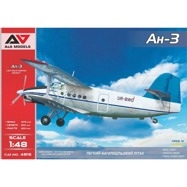Antonov An-3 Turboprop Utility Biplane Model Kit Aircraft Scale 1:48 A&A Models AAM4815