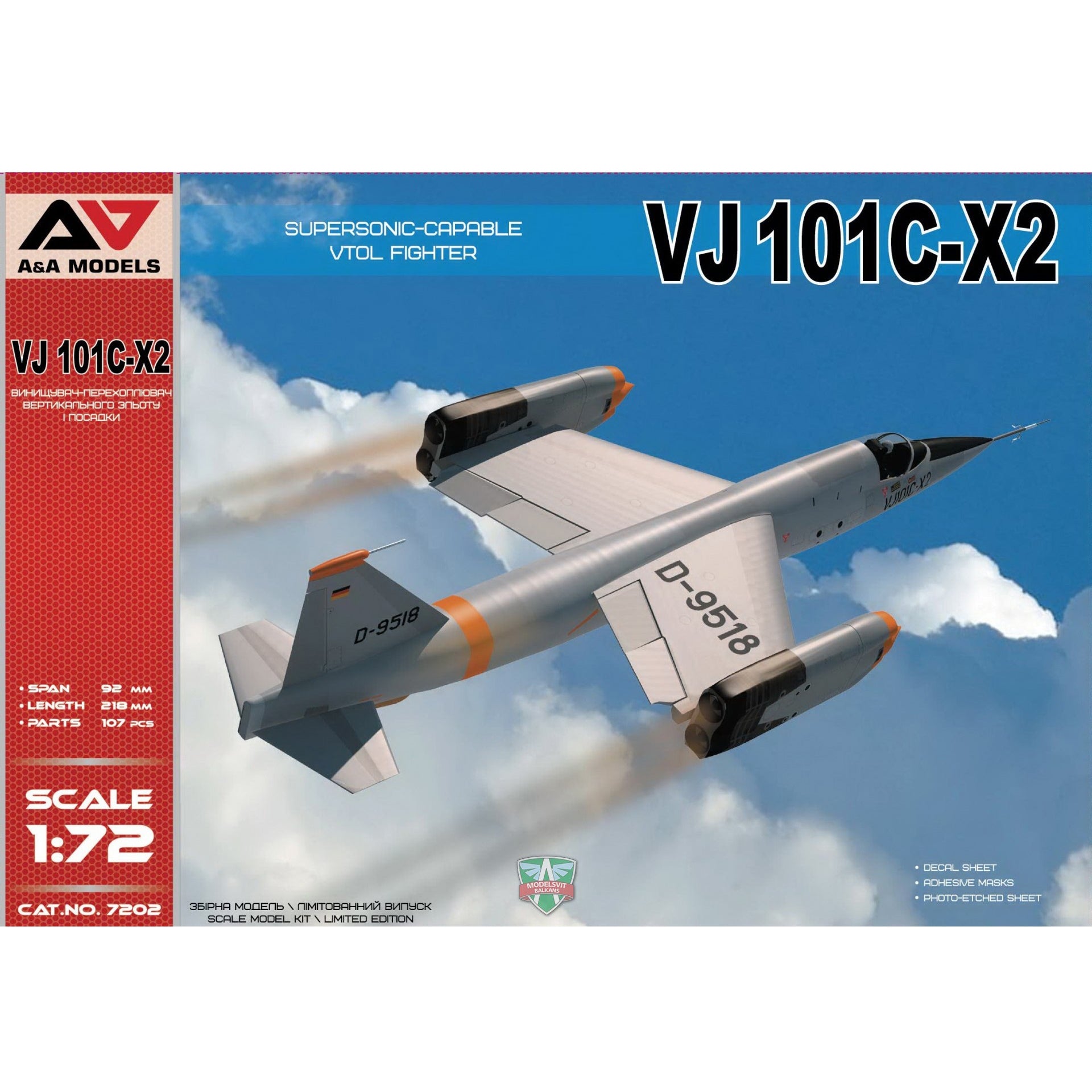 VJ101C-X2 Supersonic-Capable VTOL fighter Aircraft Model Kit Scale 1:72 A&A Models AAM7202