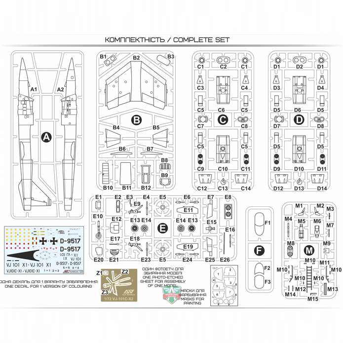 VJ-101C-X1 Supersonic-capable VTOL fighter Model Kit Aircraft Scale 1:72 A&A Models AAM7203