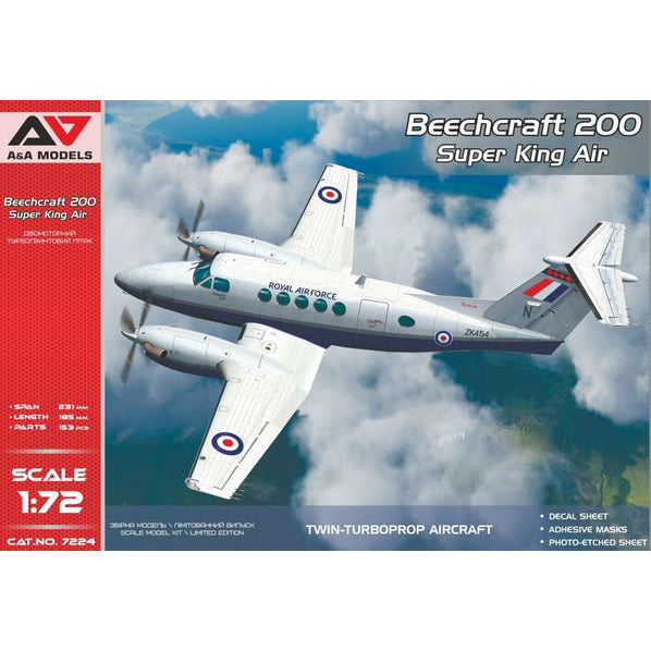 Beechcraft 200 Super King Air Model Kit Aircraft Scale 1:72 A&A Models AAM7224