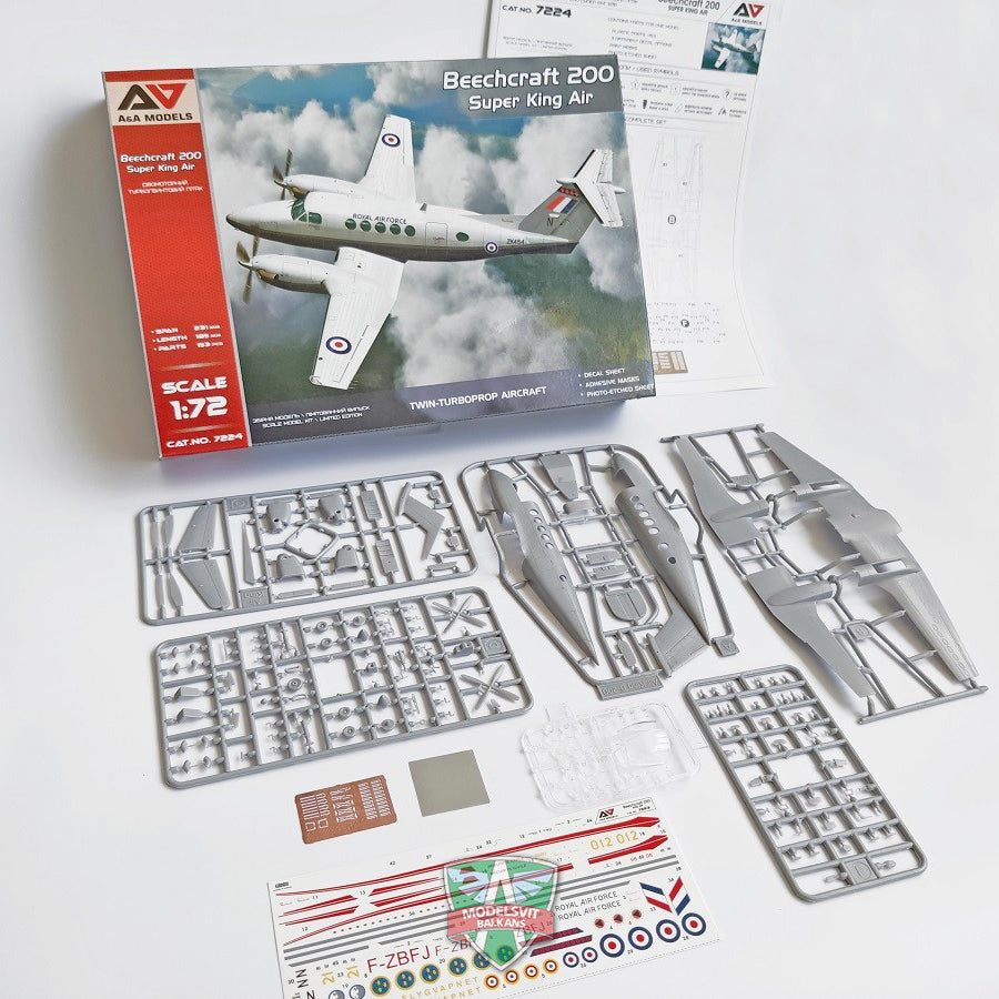 Beechcraft 200 Super King Air Model Kit Aircraft Scale 1:72 A&A Models AAM7224