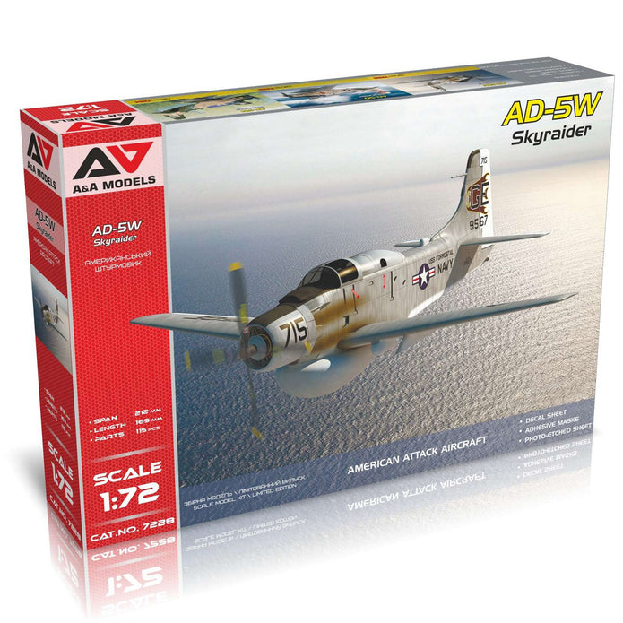 Douglas AD-5W Skyraider Attack Aircraft Model Kit Scale 1:72 A&A Models AAM7228
