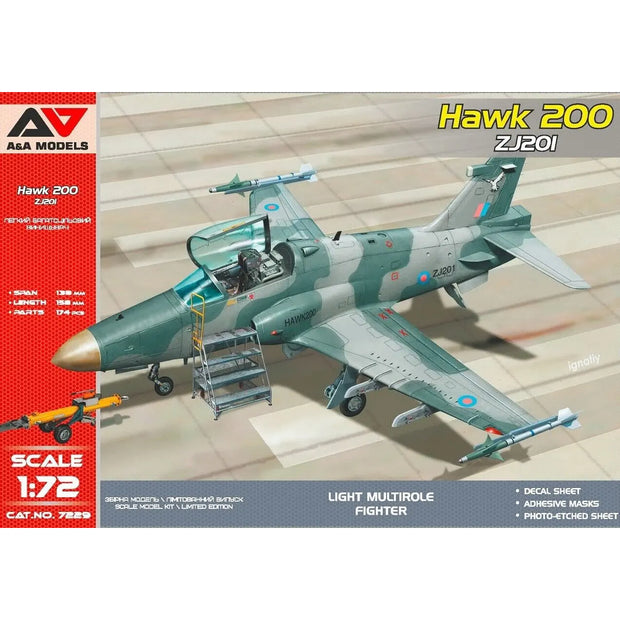 British Aerospace Hawk 200 ZJ201 light multirole fighter Model Kit Aircraft Scale 1:72 A&A Models AAM7229