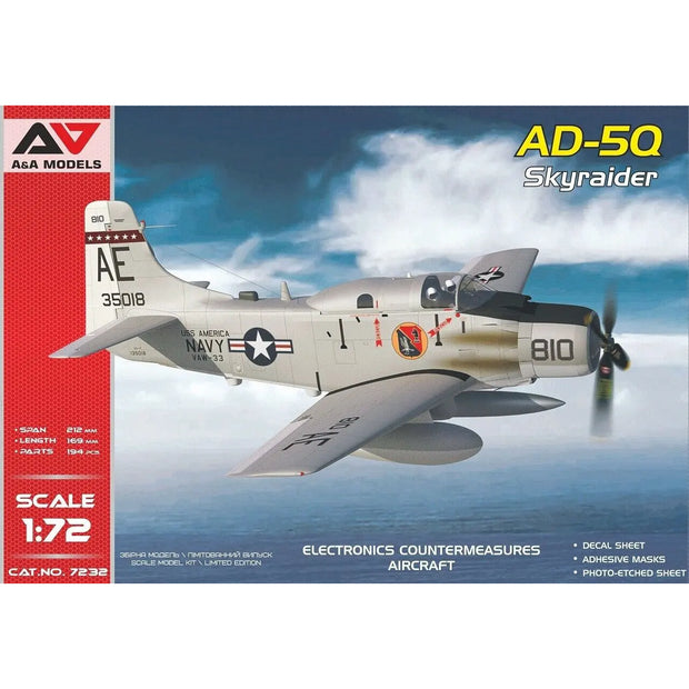 Douglas AD-5Q "SkyRaider" (ECM version) Model Kit Aircraft Scale 1:72 A&A Models AAM7232