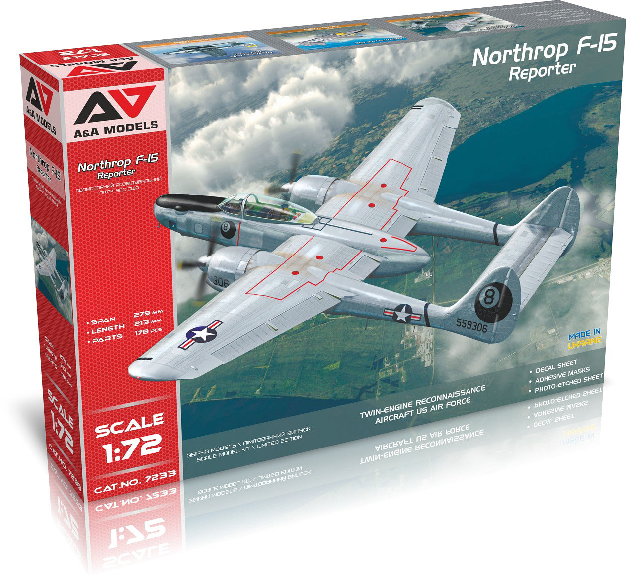 Northrop F 15a Reporter Aircraft Models Kit Scale 1:72 A&A Models AAM7233