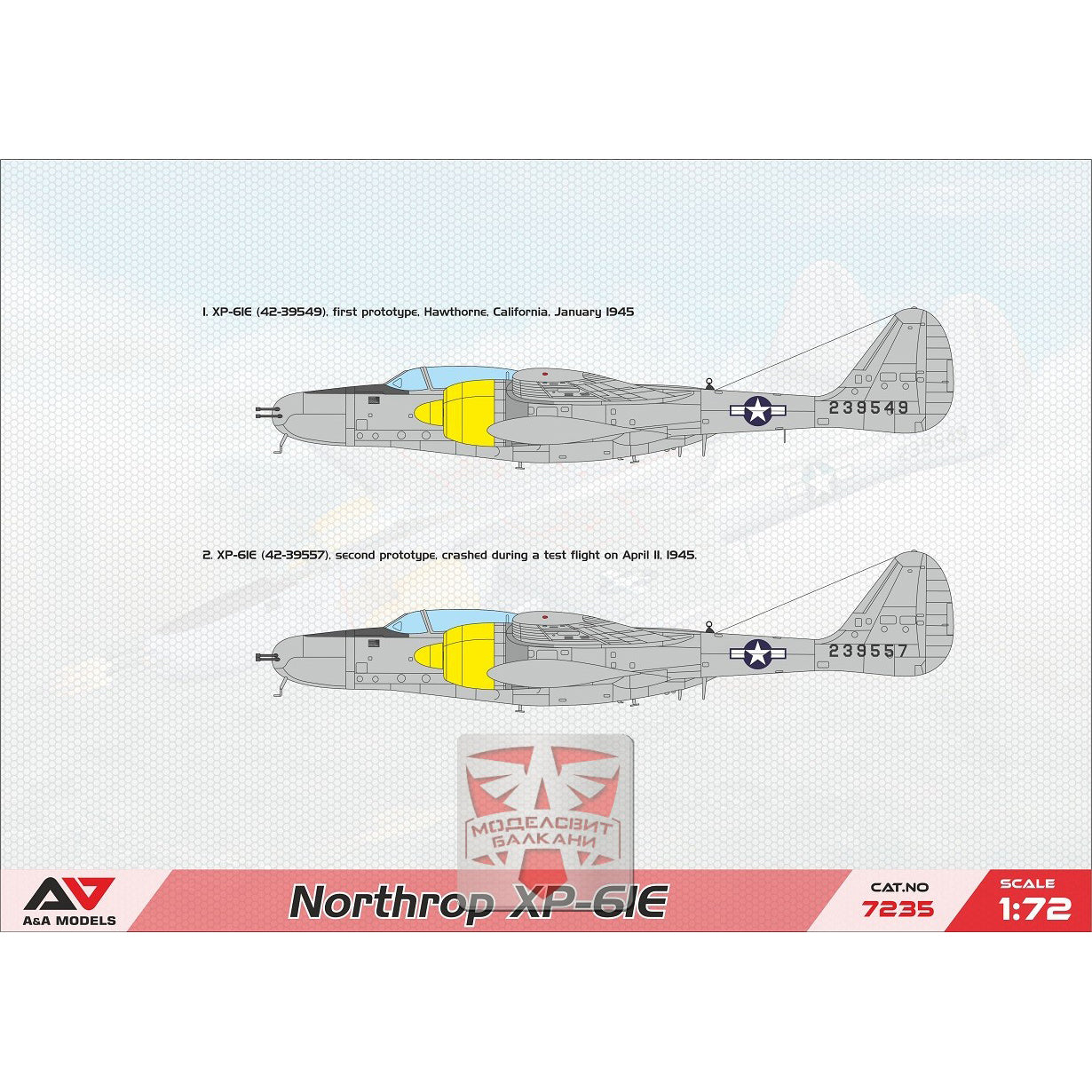 Northrop XP-61 E Experimental Escort Fighter Model Kit Aircraft Scale 1:72 A&A Models AAM7235