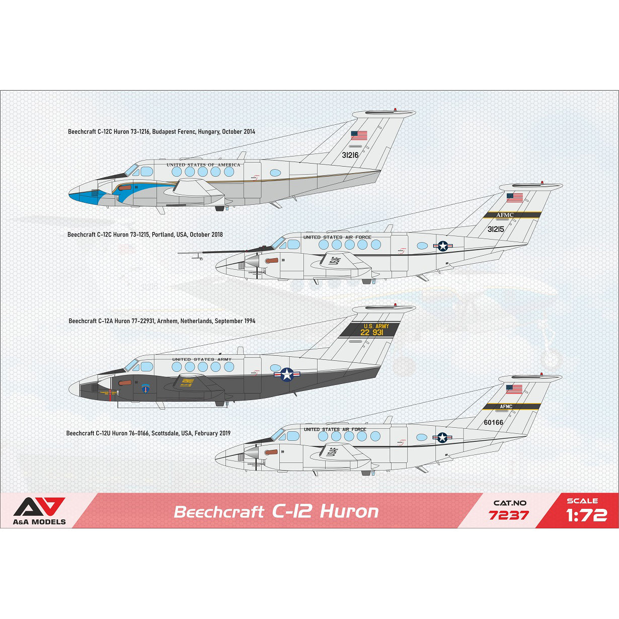 Beechcraft C-12 Huron Aircraft Models Kit Scale 1:72 A&A Models AAM7237