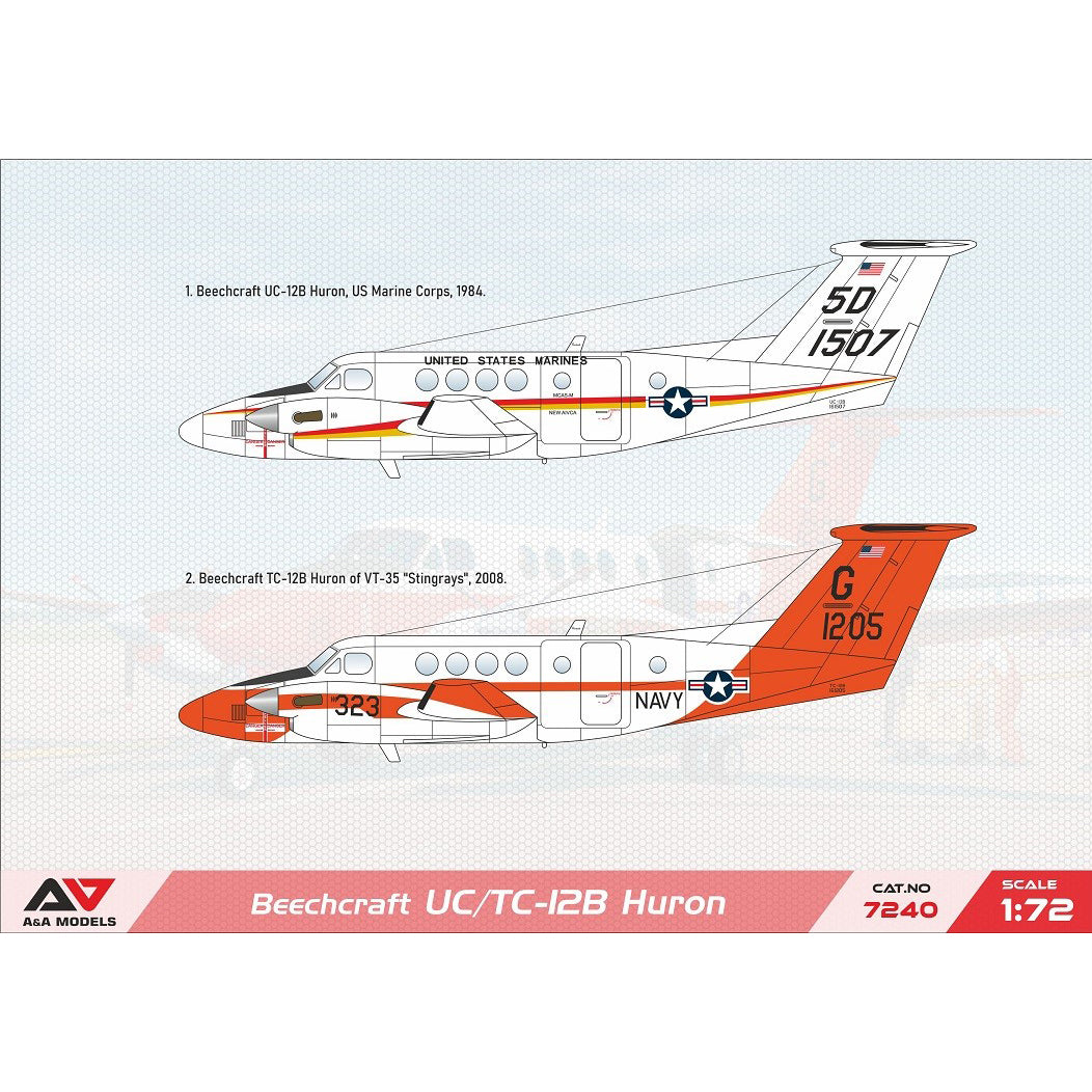 Beechcraft Uc Tc 12b Huron U,s, Navy U,s, Marine Corp Model Kit Aircraft Scale 1:72 A&A Models AAM7240