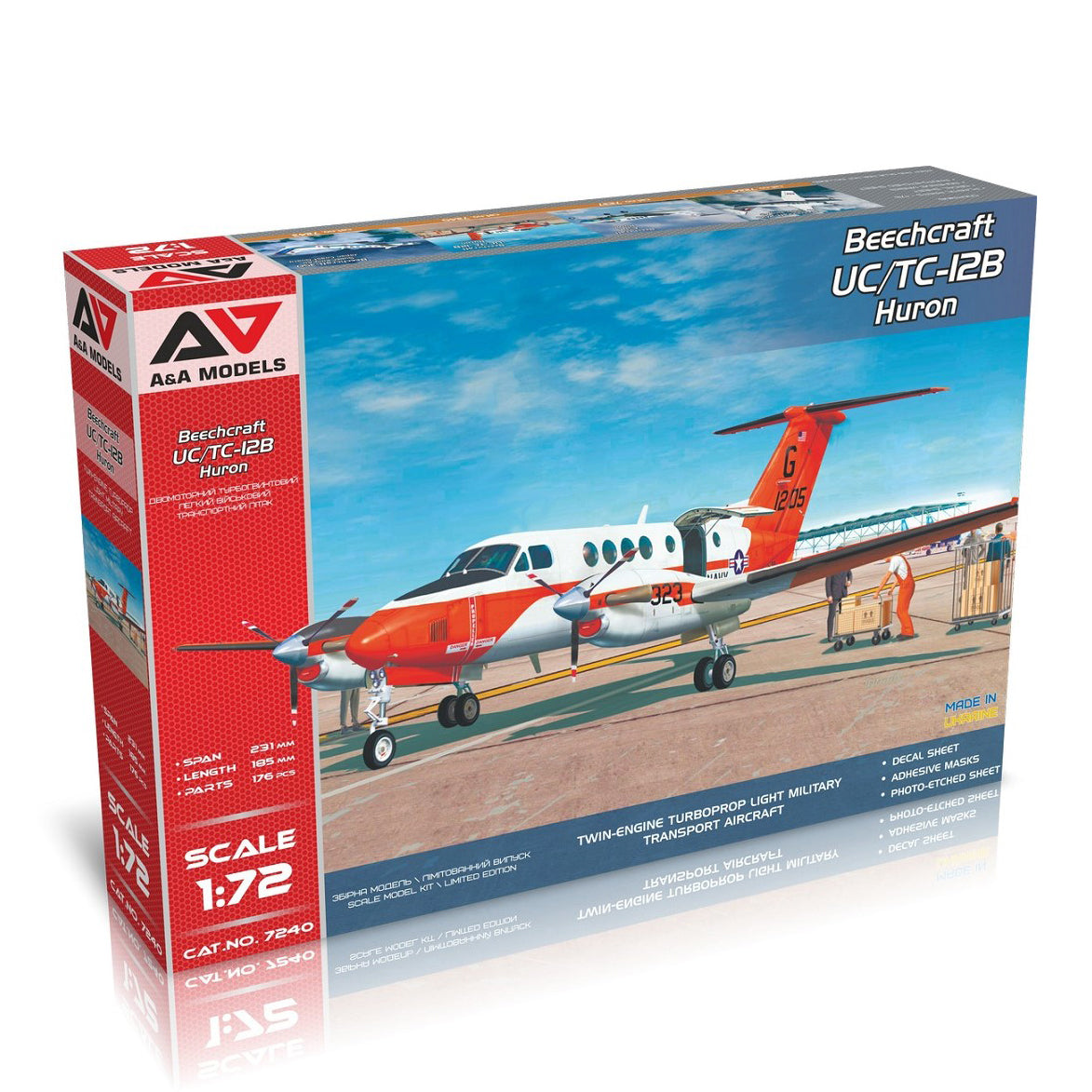Beechcraft Uc Tc 12b Huron U,s, Navy U,s, Marine Corp Model Kit Aircraft Scale 1:72 A&A Models AAM7240