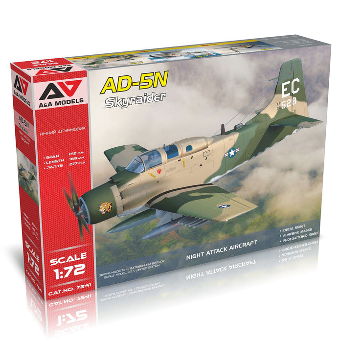 Douglas Ad-5n Skyraider Night Attack Aircraft Model Kit Scale 1:72 A&A Models AAM7241