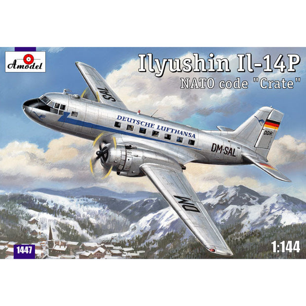 Ilyushin IL-14P DDR Lufthansa DDR civil aircraft Scale 1:144 Amodel AMO1447 Plastic Airplane Model Kit