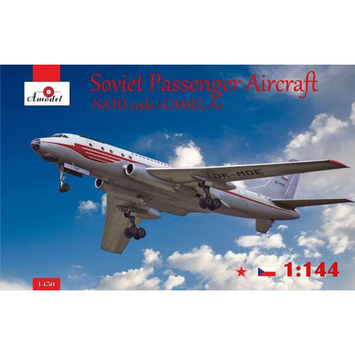 Tupolev Tu-104 airliner, Czechoslovakian airlines Scale 1:144 Amodel AMO1450 Plastic Airplane Model Kit