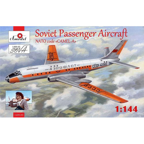 Tupolev Tu-104 airliner, Aeroflot, kit2 Scale 1:144 Amodel AMO1469-01 Plastic Airplane Model Kit