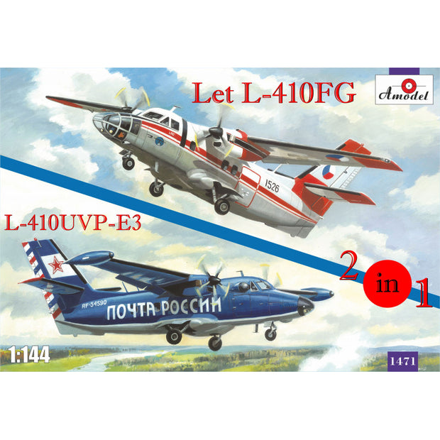 Let L-410FG & L-410UVP-E3 aircraft (2 kits in box) Scale 1:144 Amodel AMO1471 Scale Airplane Model Kit