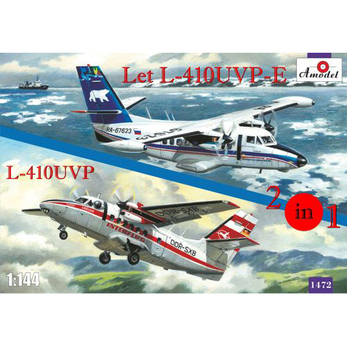 Let L-410UVP-E & L-410UVP aircraft (2 kits in box) Scale 1:144 Amodel AMO1472 Scale Airplane Model Kit